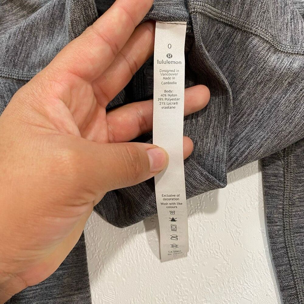 Lululemon Leggings Size 0 Heathered Gray High Rise Full Length Yoga Pants - Picture 4 of 6